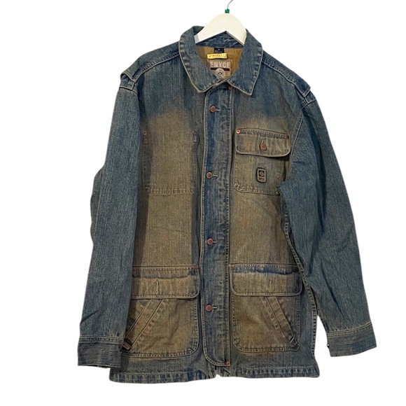 Enyce Men's Faded denim worker jacket with four front pockets. - Picture 3 of 15